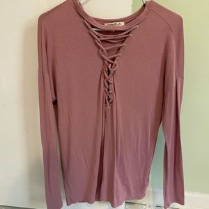 Express Long Sleeve V Neck Shirt